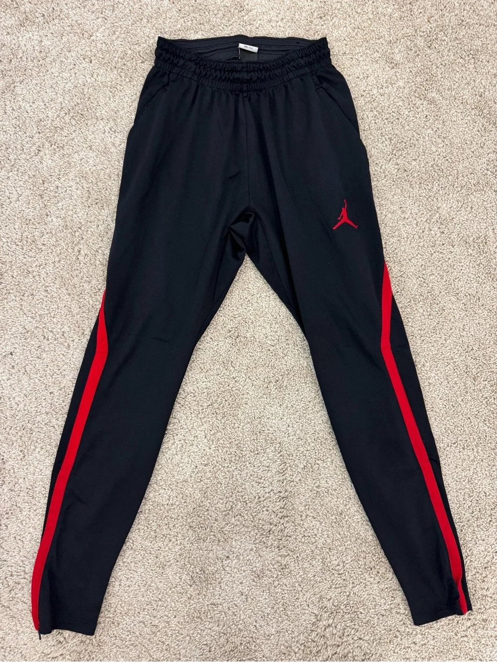 Jordan Black Joggers with Red Side Panels